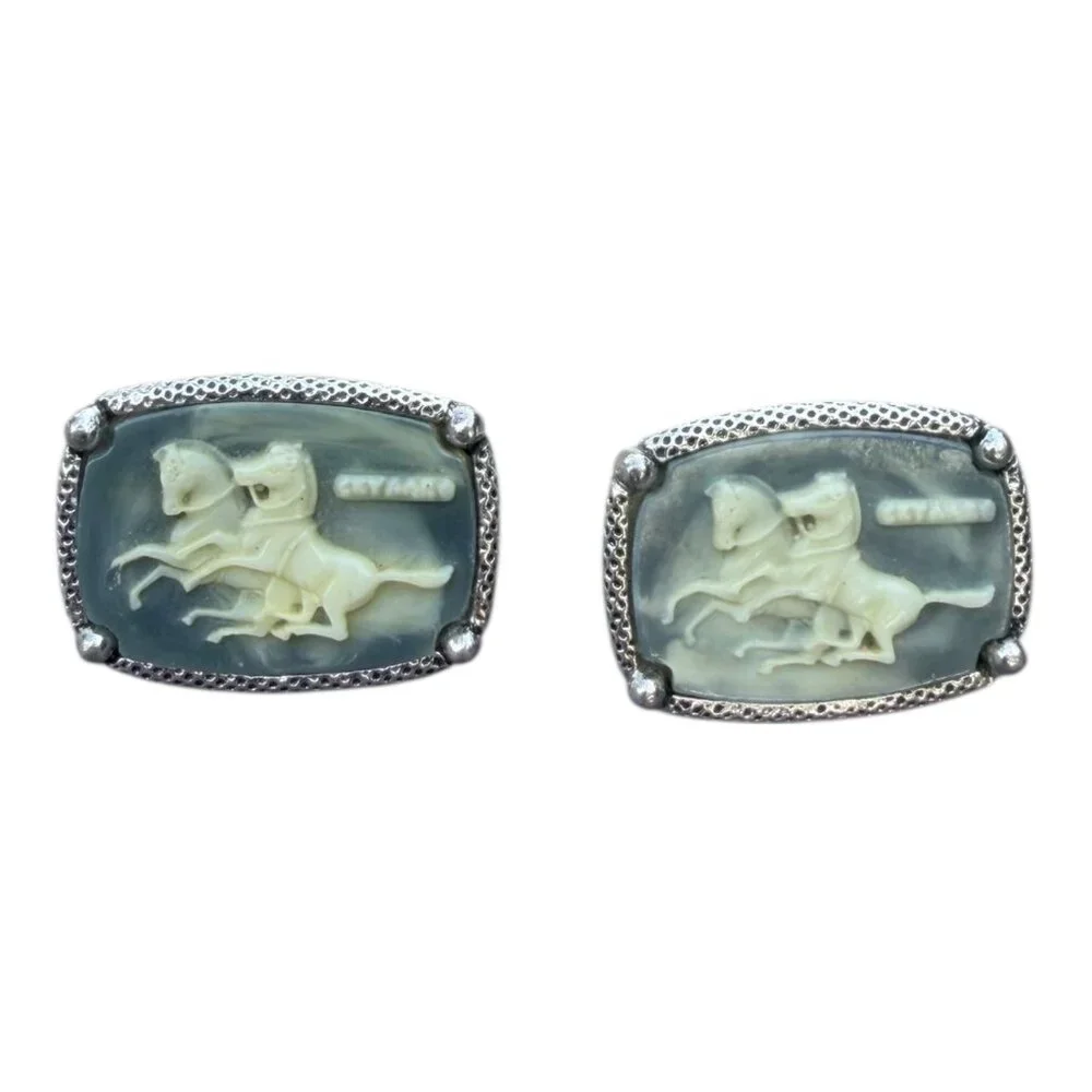 Vintage Sterling Silver Cufflinks With Horse Motif By CYARD